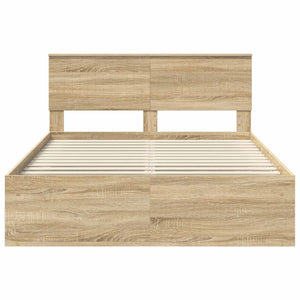 Sängram med huvudgavel Sonoma-ek 135 x 190 cm Massiv furu