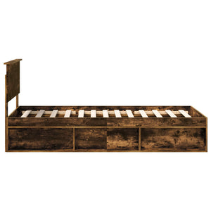 Sängram med huvudgavel Rökt ek 90 x 200 cm Massiv furu