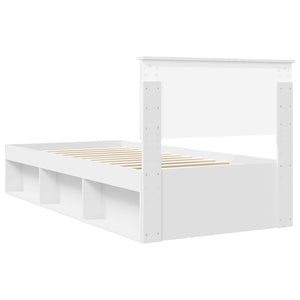 Sängram med huvudgavel Vit 90 x 190 cm Massiv furu