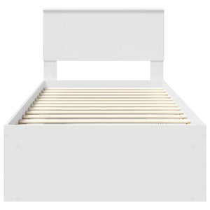 Sängram med huvudgavel Vit 90 x 190 cm Massiv furu