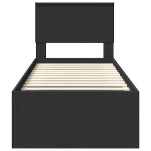 Sängram med huvudgavel Svart 75 x 190 cm Massiv furu