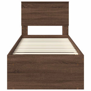 Sängram med huvudgavel Brun Ek 75 x 190 cm Massiv furu