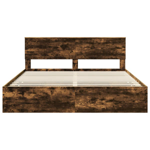 Sängram med låda med lagring Rökt ek 180 x 200 cm Ingenjörsträ
