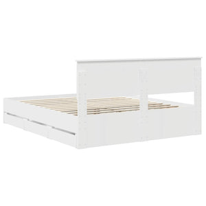 Sängram med låda med huvudgavel Vit 160 x 200 cm Ingenjörsträ