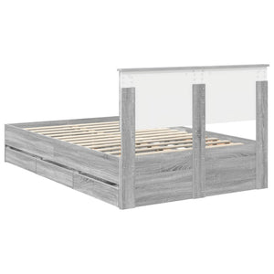 Sängram med låda Grå Sonoma 120 x 200 cm Ingenjörsträ
