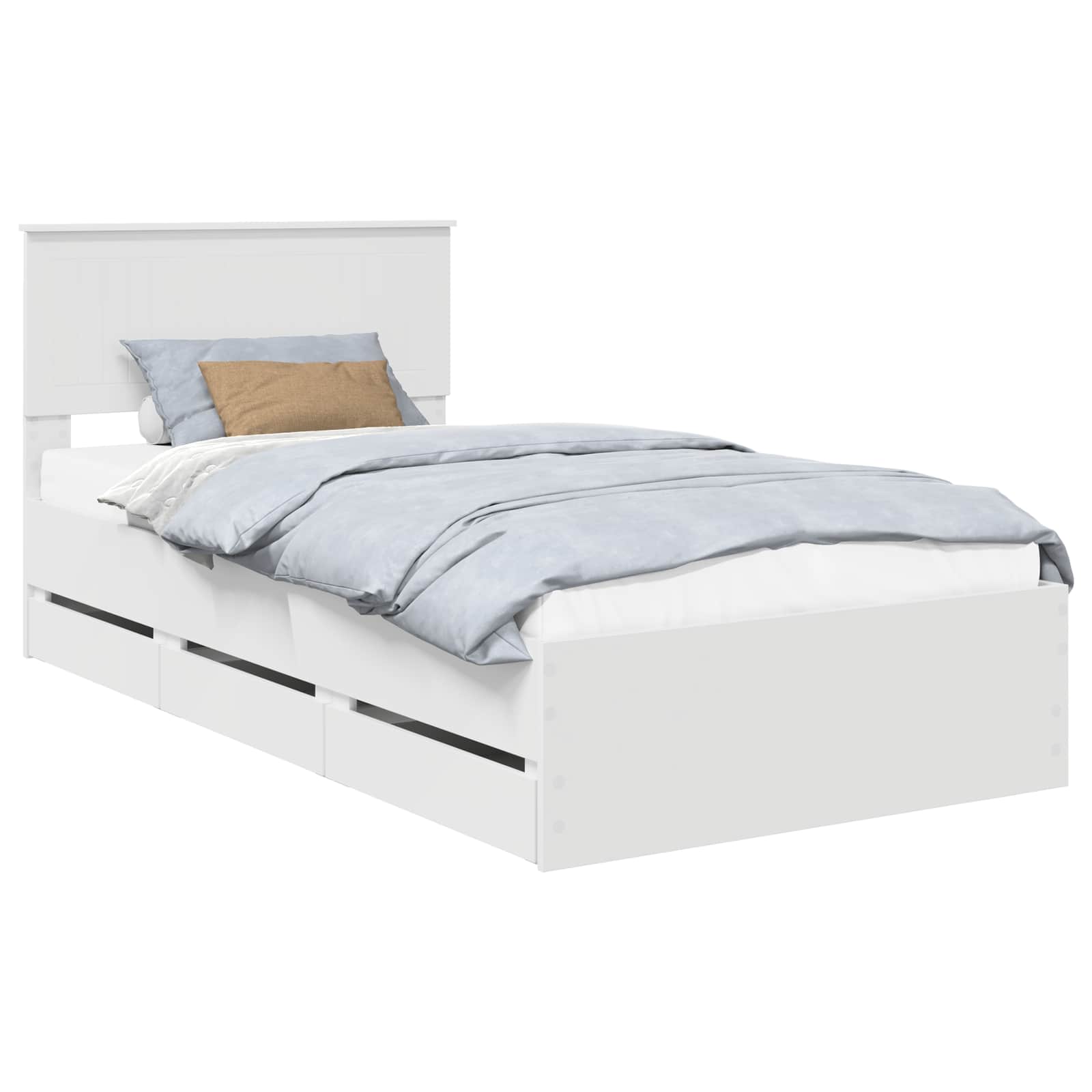 Sängram med låda med huvudgavel Vit 100 x 200 cm Ingenjörsträ
