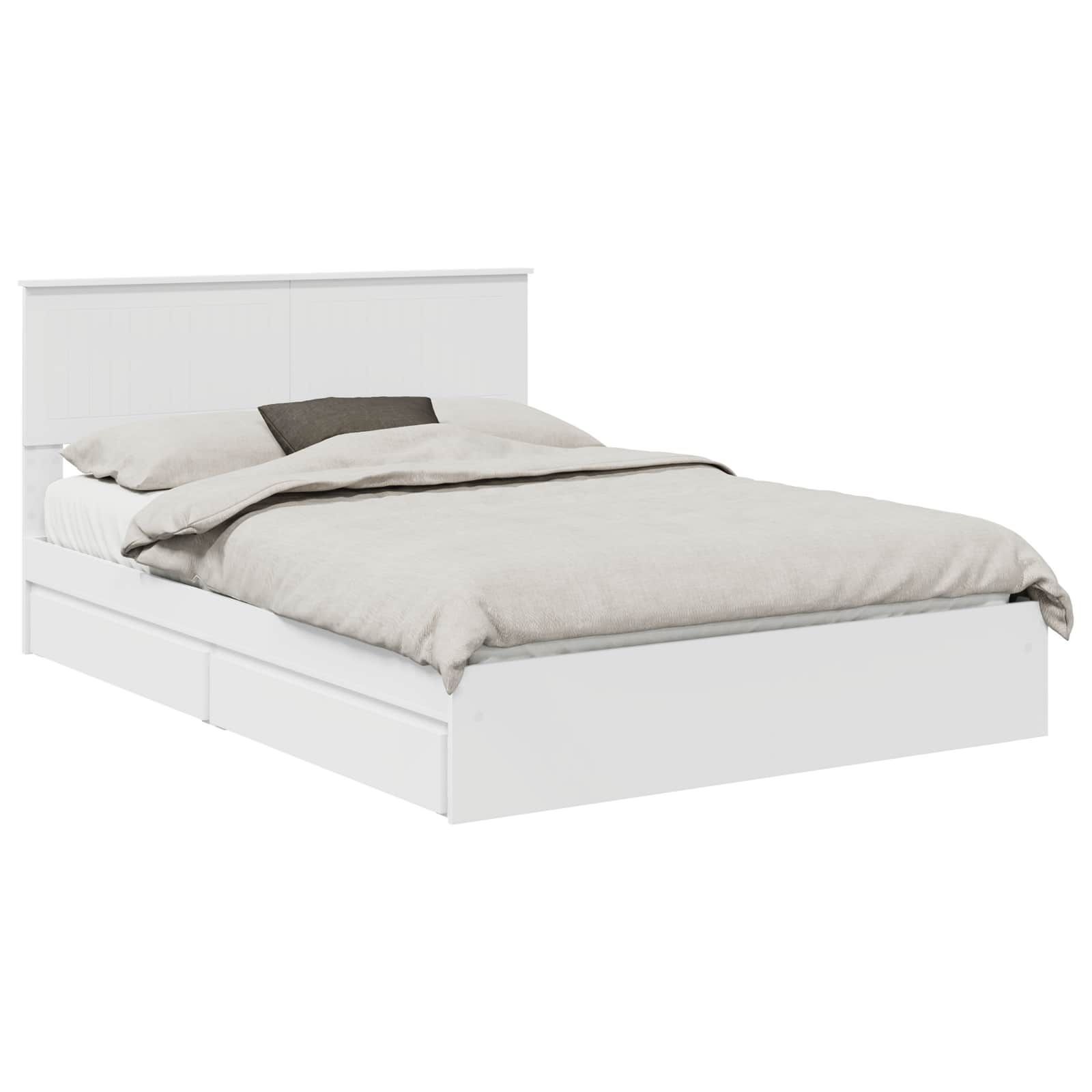 Förvaringssäng med huvudgavel Vit 140 x 190 cm Konstruerat trä