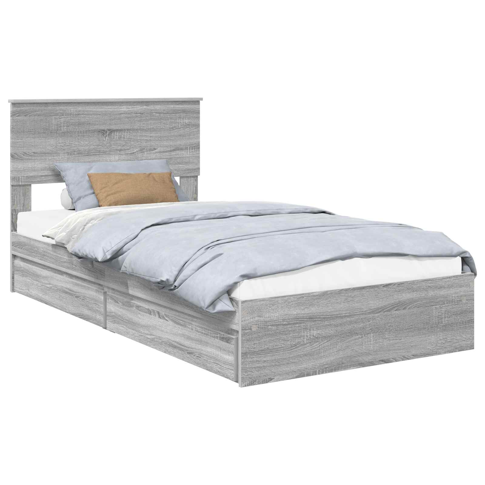 Förvaringssäng med låda Grå Sonoma 100 x 200 cm Konstruerat trä