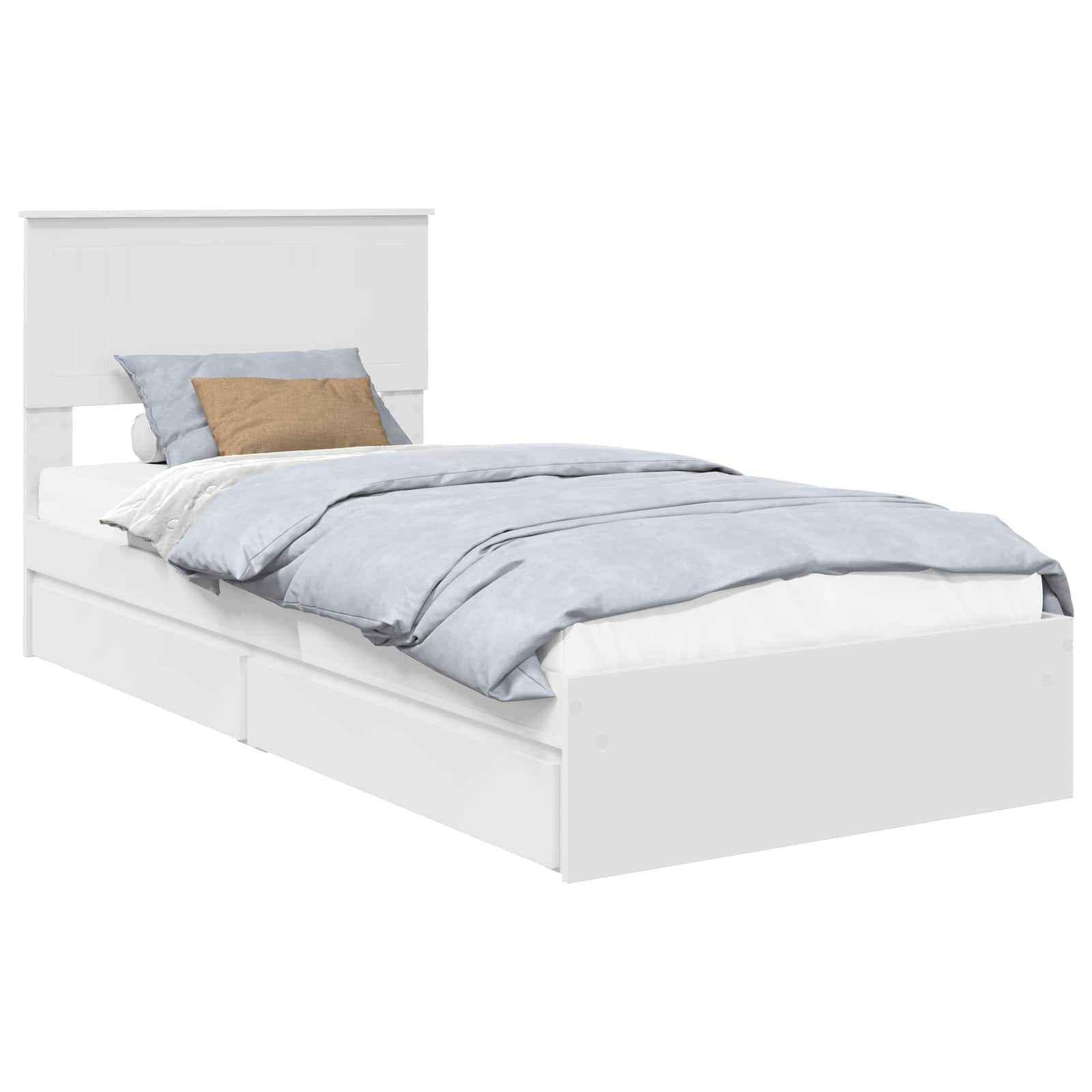 Förvaringssäng med huvudgavel Vit 90 x 200 cm Konstruerat trä