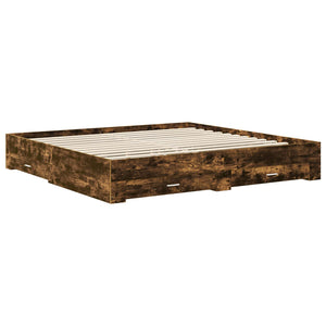 Sängram med huvudgavel Rökt ek 200 x 200 cm Konstruerat trä