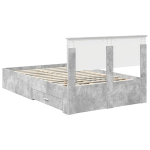 Sängram med huvudgavel Betonggrå 120 x 200 cm Konstruerat trä