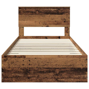 Sängram med huvudgavel Gammalt trä 100 x 200 cm Konstruerat trä