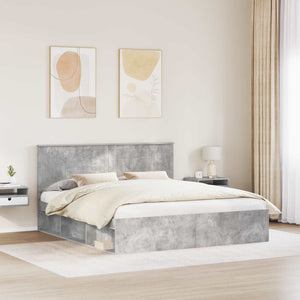 Sängram med huvudgavel Betong 180 x 200 cm Massiv furu