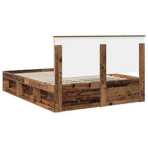 Sängram med huvudgavel Gammalt trä 150 x 200 cm Massiv furu