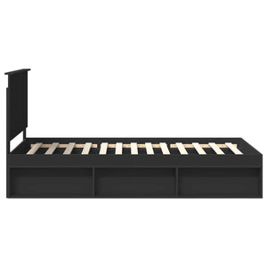 Sängram med huvudgavel Svart 100 x 200 cm Massiv furu