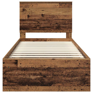 Sängram med huvudgavel Gammalt trä 90 x 200 cm Massiv furu