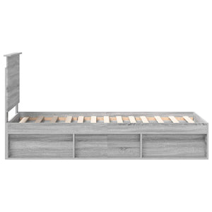 Sängram med huvudgavel Grå Sonoma 75 x 190 cm Massiv furu