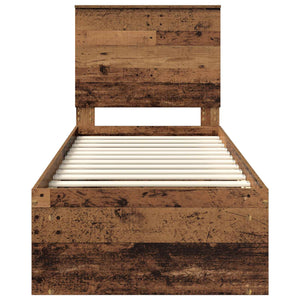 Sängram med huvudgavel Gammalt trä 75 x 190 cm Massiv furu