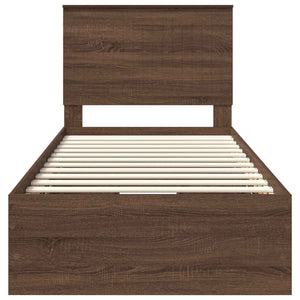 Sängram med låda med lagring Brun Ek 90 x 200 cm Ingenjörsträ