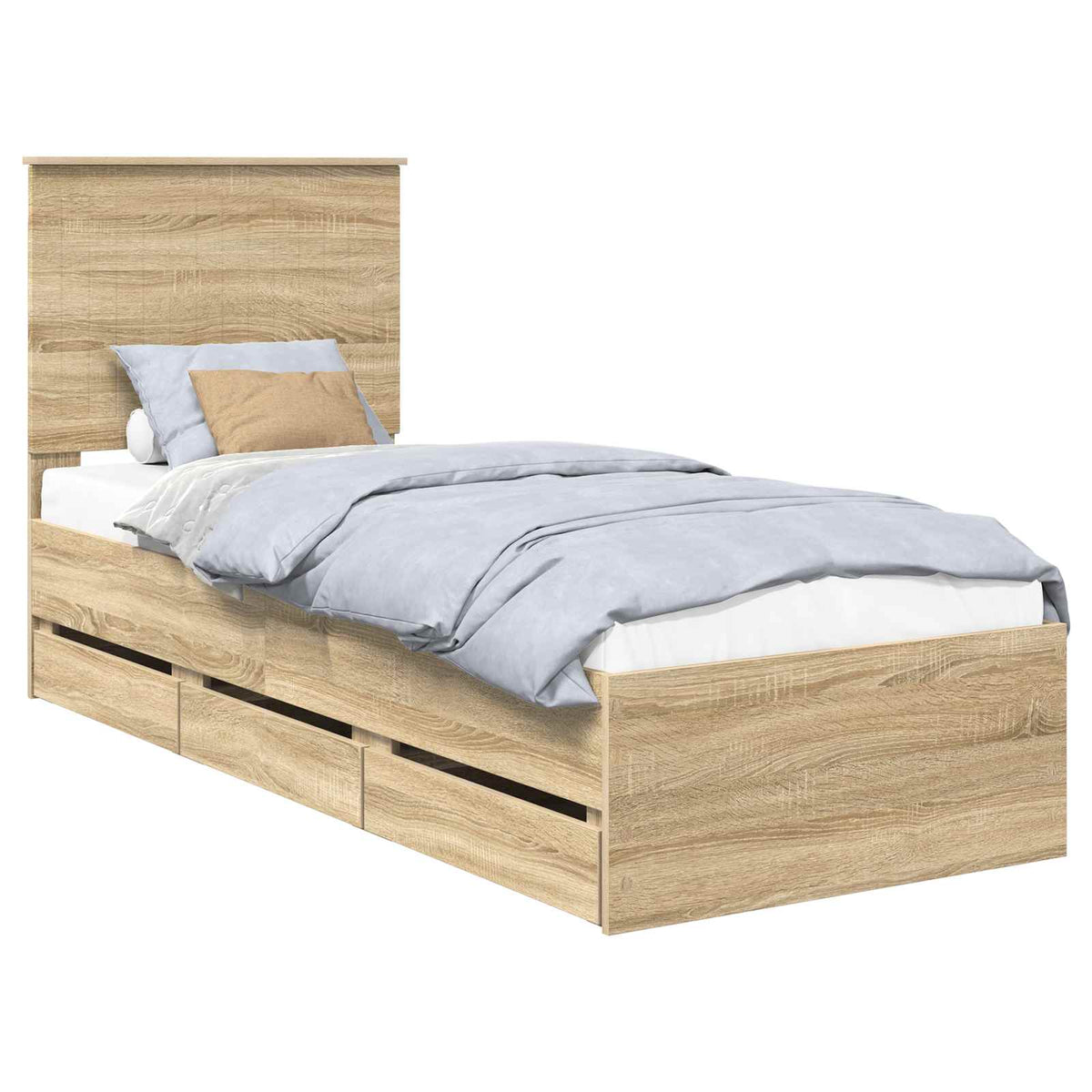 Sängram med låda med lagring Sonoma-ek 75 x 190 cm Ingenjörsträ