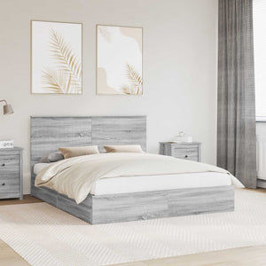Förvaringssäng med låda Grå Sonoma 160 x 200 cm Konstruerat trä
