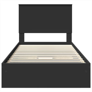 Förvaringssäng med låda Svart 100 x 200 cm Konstruerat trä