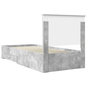 Sängram med huvudgavel Betonggrå 90 x 200 cm Konstruerat trä