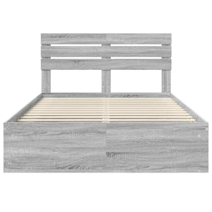 Sängram med huvudgavel Grå Sonoma 150 x 200 cm Massiv furu
