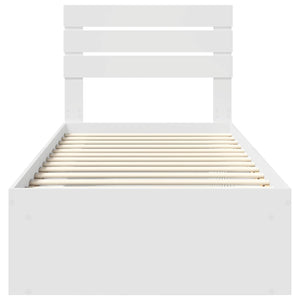 Sängram med huvudgavel Vit 90 x 200 cm Massiv furu