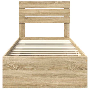 Sängram med huvudgavel Sonoma-ek 90 x 200 cm Massiv furu