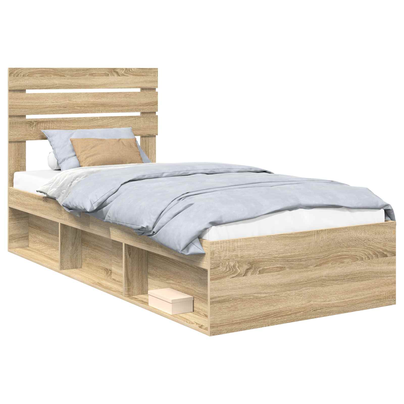 Sängram med huvudgavel Sonoma-ek 75 x 190 cm Massiv furu