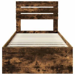 Sängram med huvudgavel Rökt ek 75 x 190 cm Massiv furu