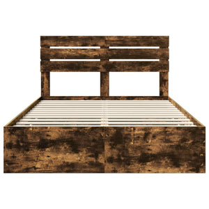 Sängram med låda med lagring Rökt ek 160 x 200 cm Ingenjörsträ