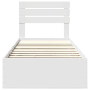 Sängram med låda med huvudgavel Vit 90 x 190 cm Ingenjörsträ