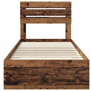 Sängram med låda med huvudgavel med lagring Konstruerat trä