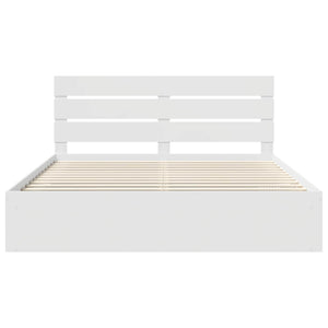 Sängram med huvudgavel Vit 200 x 200 cm Massiv furu