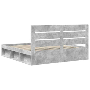 Sängram med huvudgavel Betong 200 x 200 cm Massiv furu