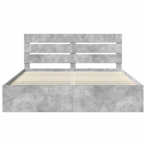 Sängram med huvudgavel Betong 200 x 200 cm Massiv furu