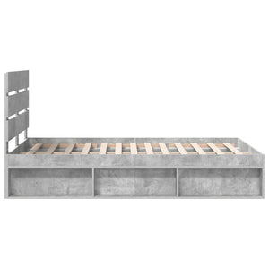 Sängram med huvudgavel Betong 120 x 200 cm Massiv furu