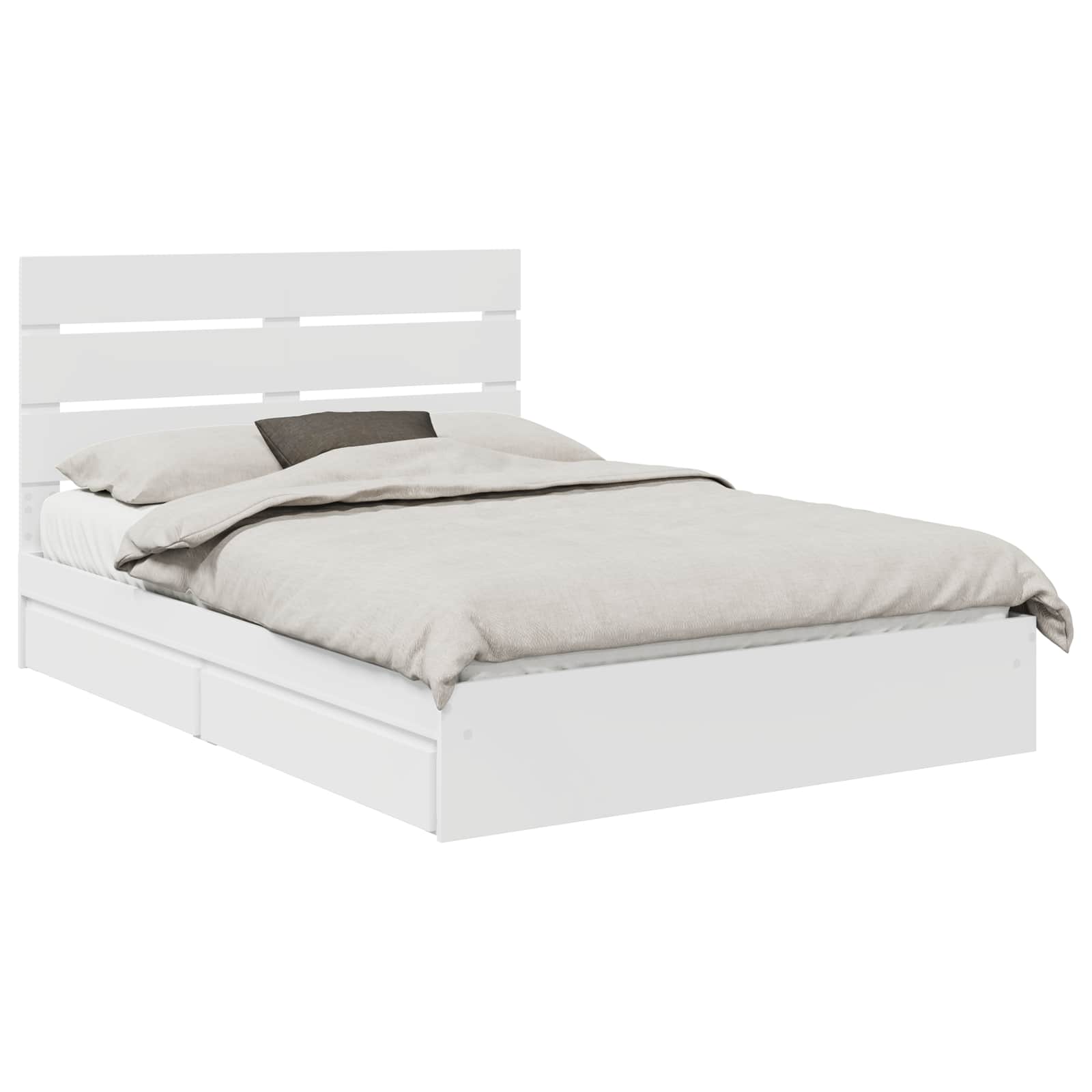 Förvaringssäng med huvudgavel Vit 140 x 190 cm Konstruerat trä