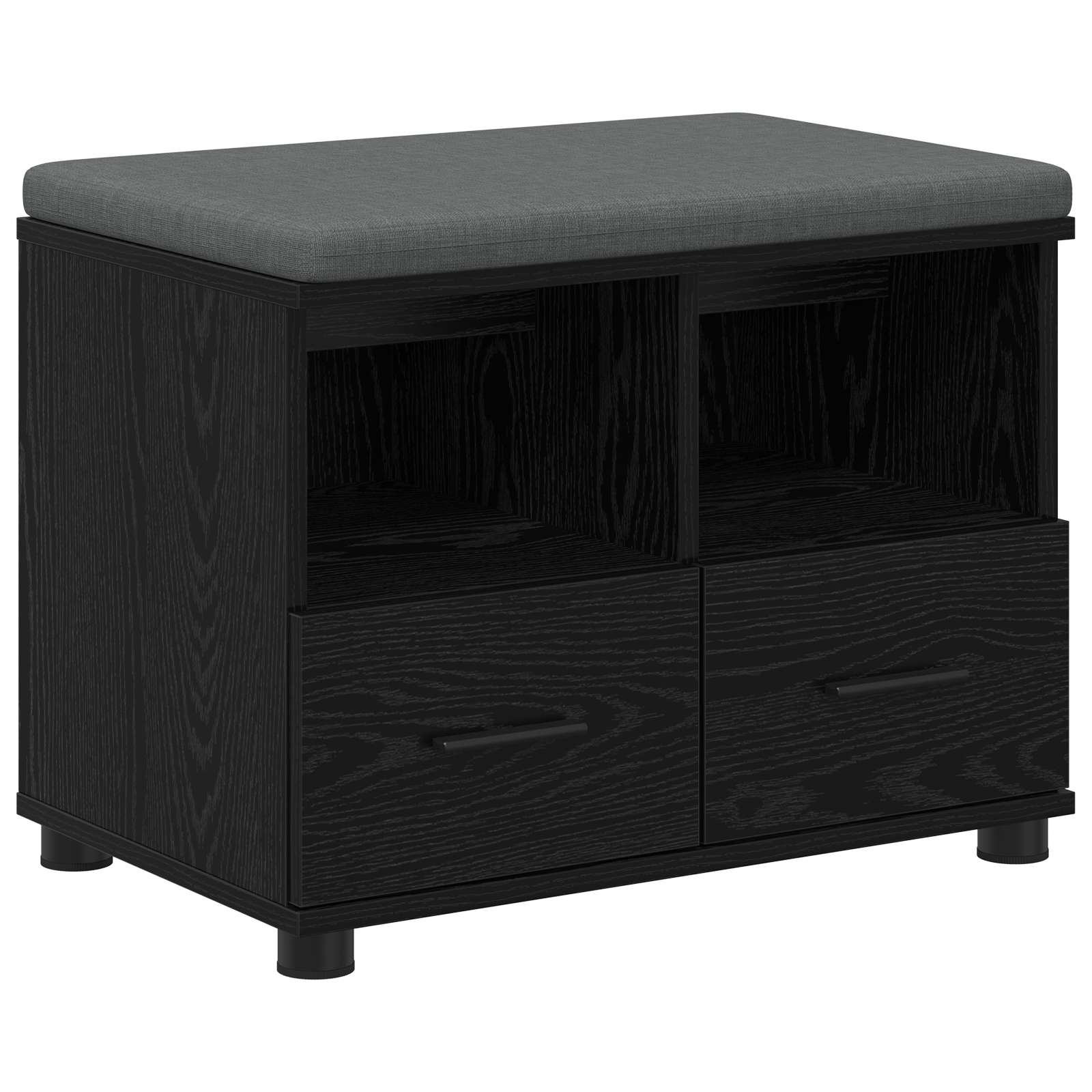 Hallbänk Svart Ek 60 x 38 x 46 cm Konstruerat Trä och Tyg