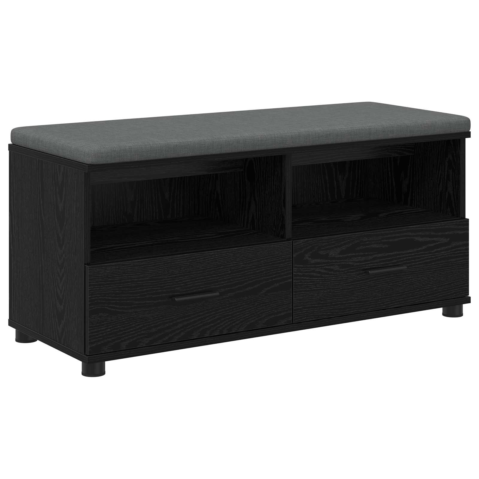 Hallbänk Svart Ek 100 x 38 x 46 cm Konstruerat Trä och Tyg