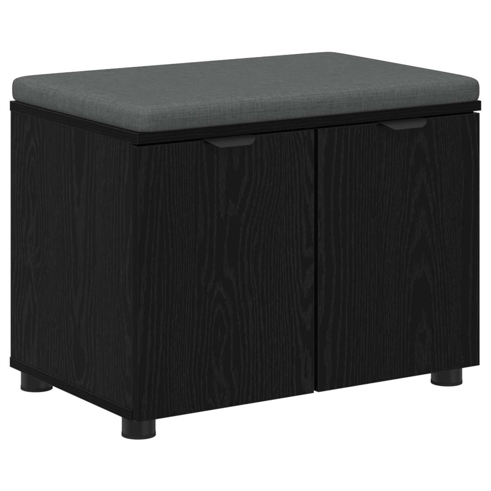 Hallbänk Svart Ek 60 x 38 x 46 cm Konstruerat Trä och Tyg