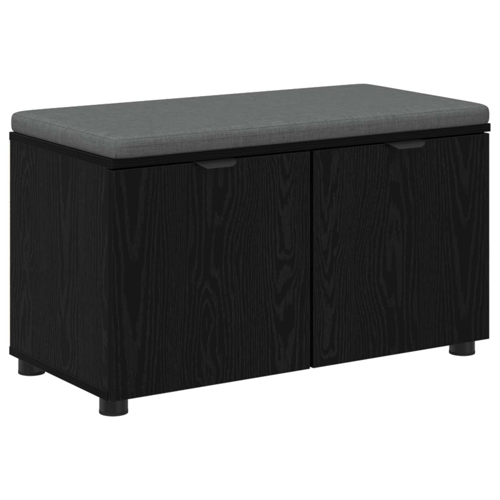 Hallbänk Svart Ek 80 x 38 x 46 cm Konstruerat Trä och Tyg