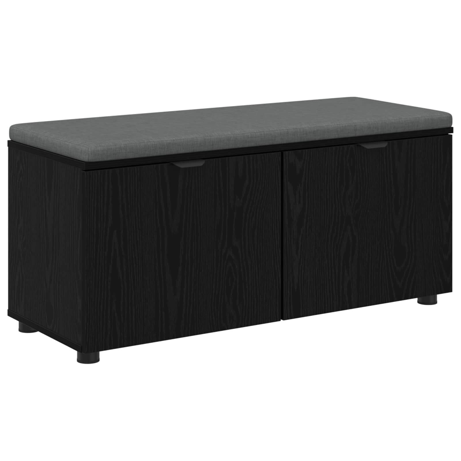 Hallbänk Svart Ek 100 x 38 x 46 cm Konstruerat Trä och Tyg