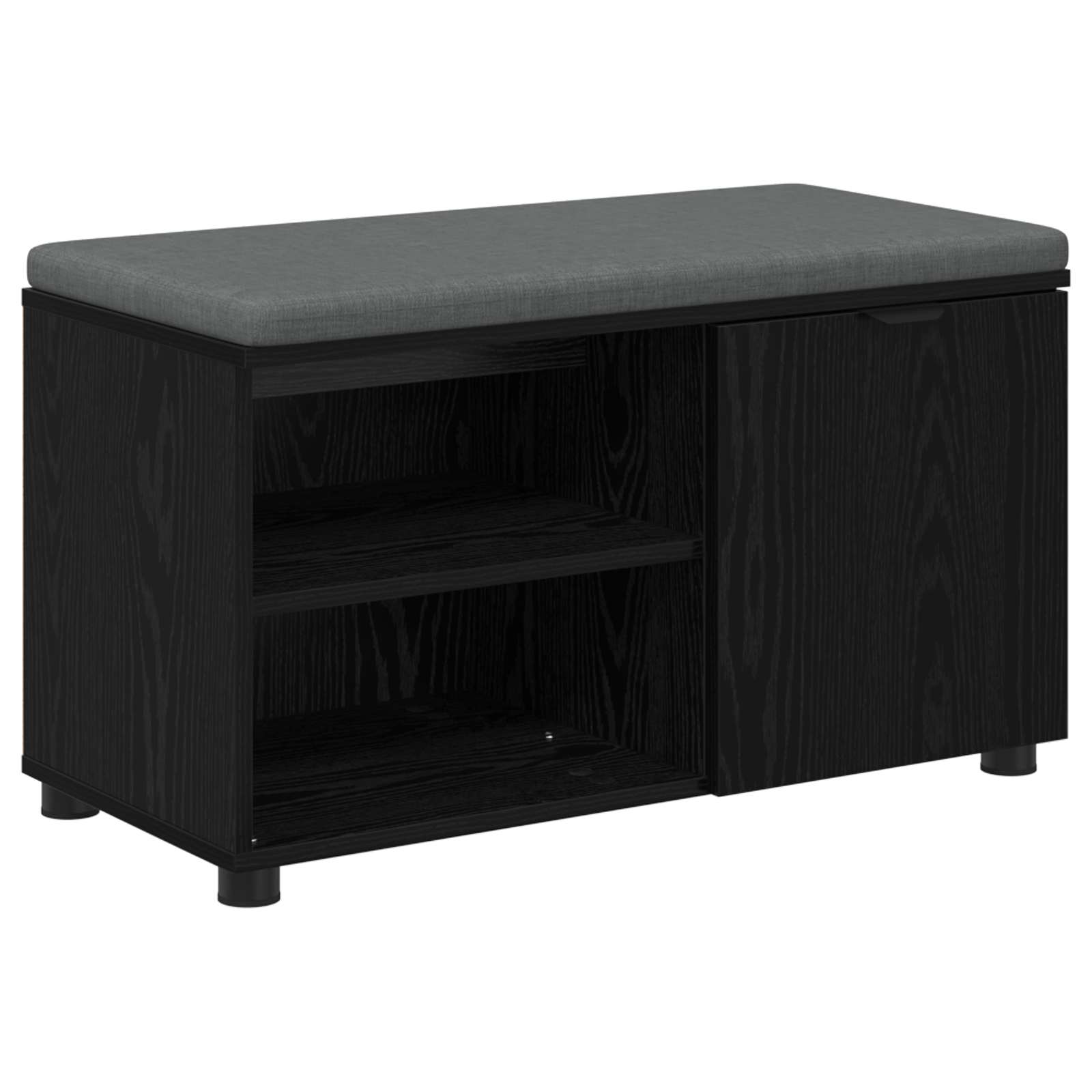 Hallbänk Svart Ek 80 x 38 x 46 cm Konstruerat Trä och Tyg