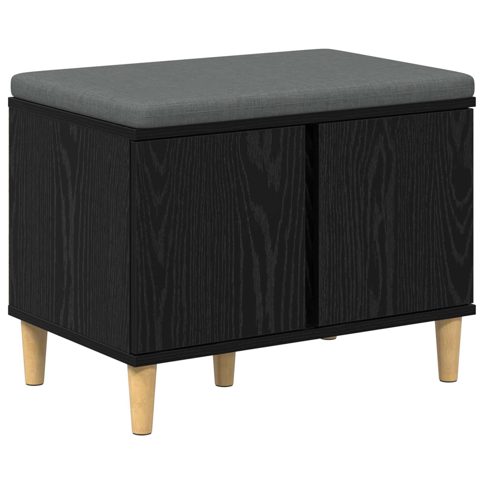Hallbänk Svart Ek 60 x 38 x 46 cm Konstruerat Trä och Tyg