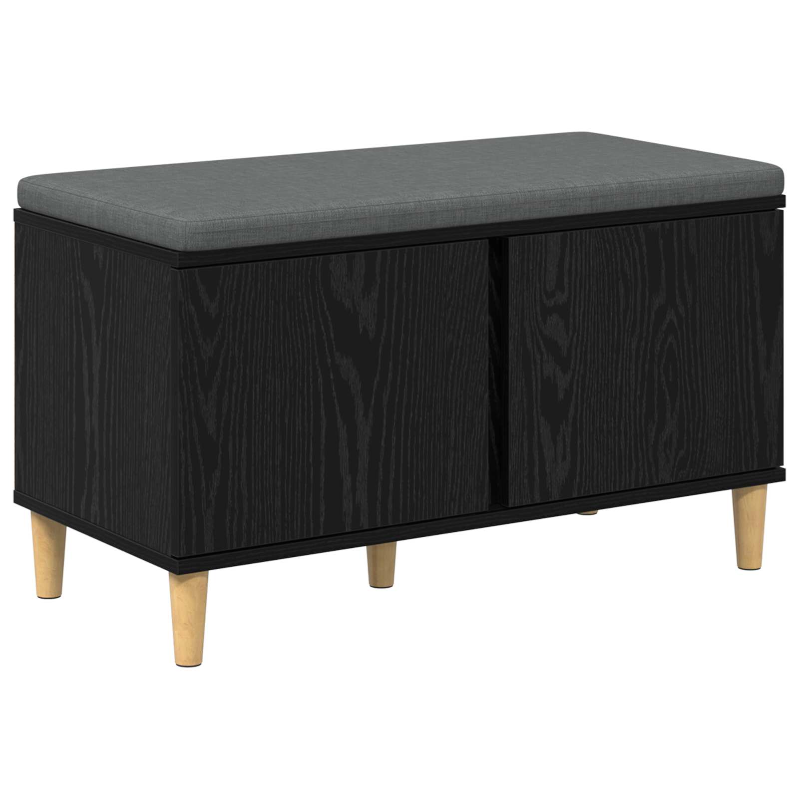 Hallbänk Svart Ek 80 x 38 x 46 cm Konstruerat Trä och Tyg