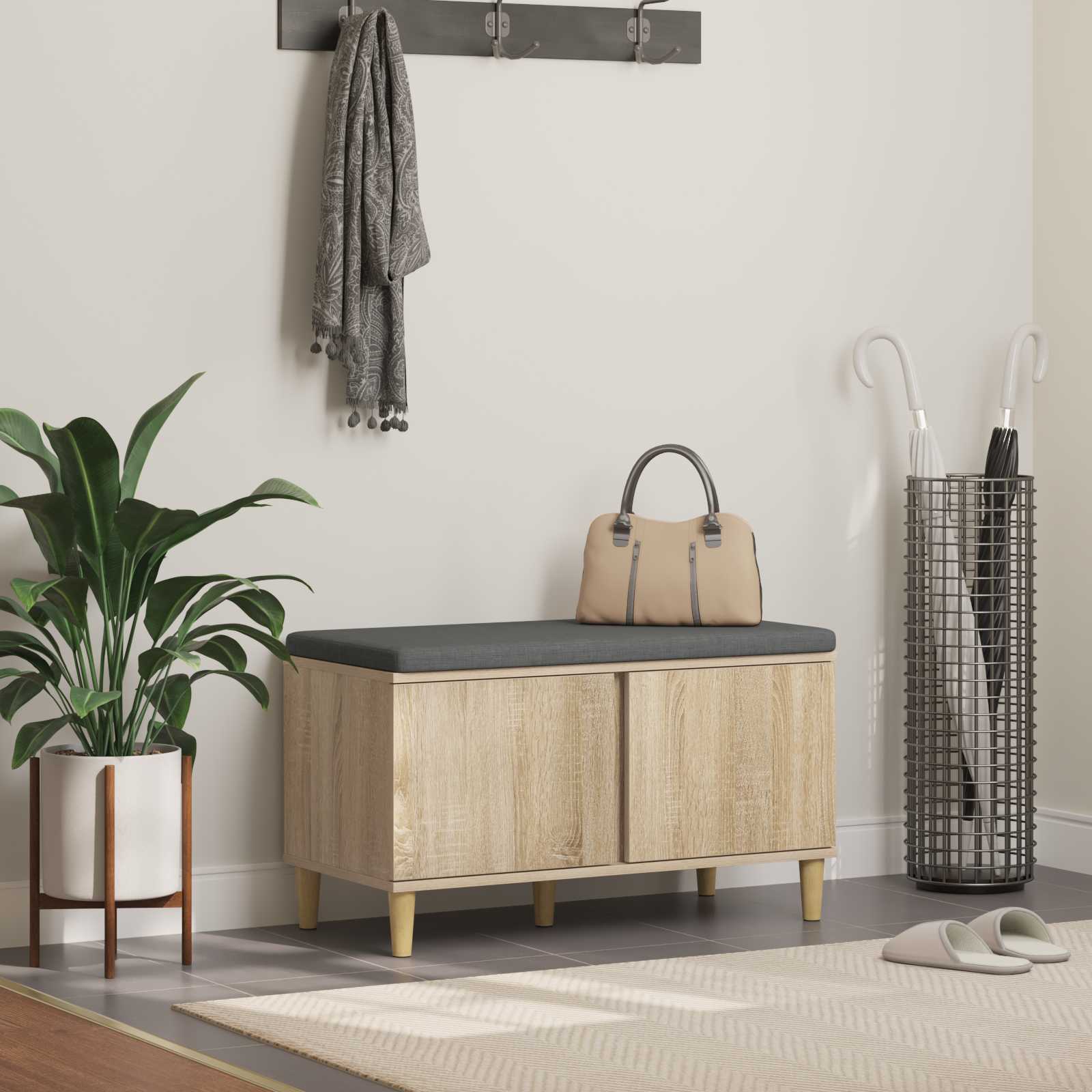 Hallbänk Sonoma-ek 80 x 38 x 46 cm Konstruerat Trä och Tyg
