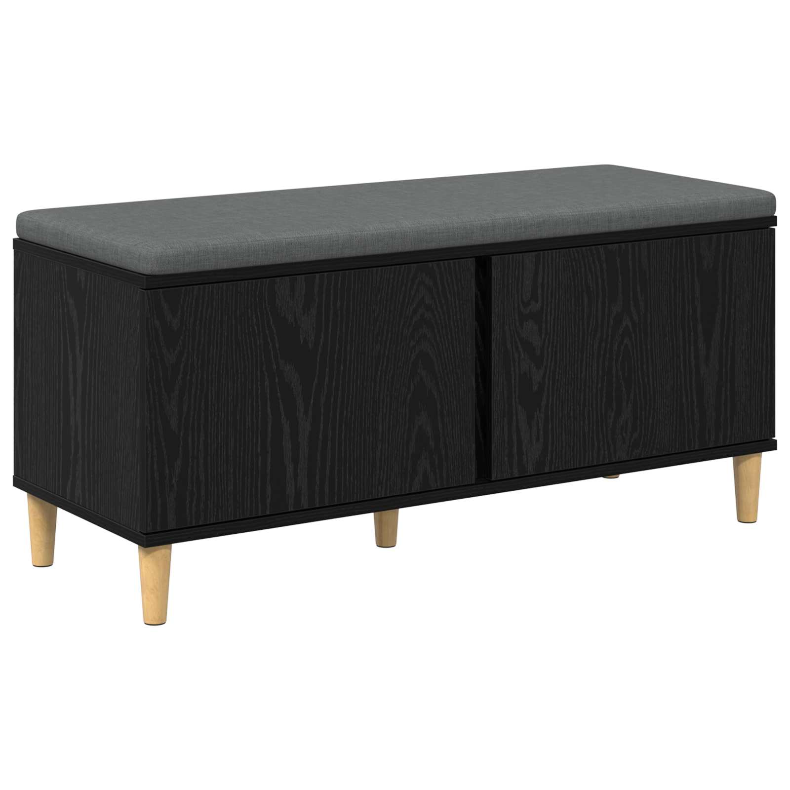 Hallbänk Svart Ek 100 x 38 x 46 cm Konstruerat Trä och Tyg